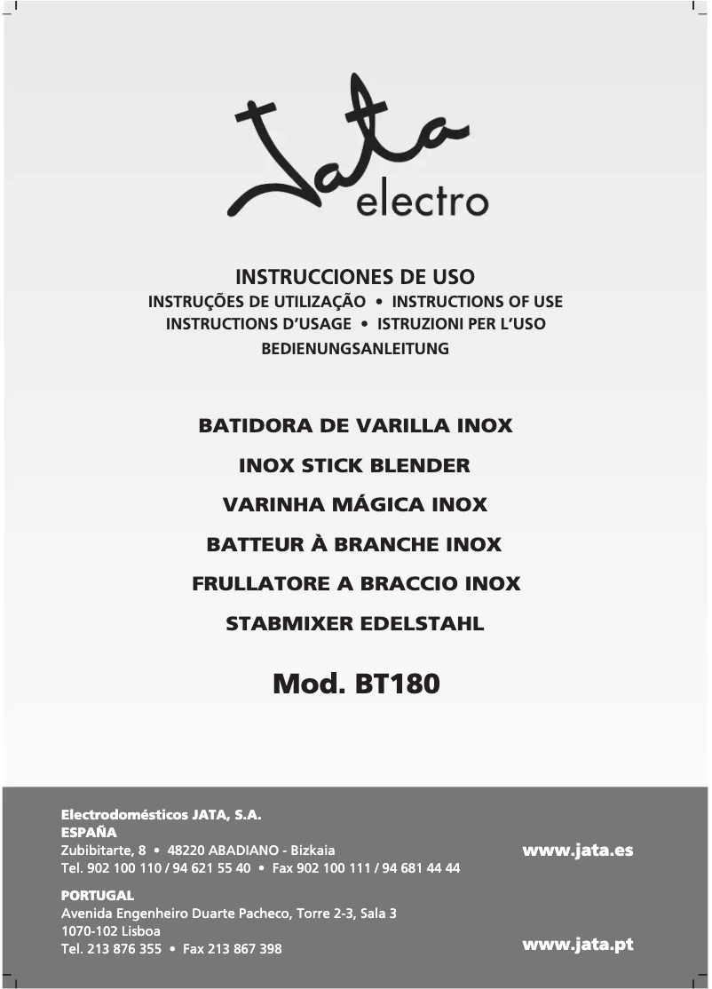 Page n°1 - Manuel utilisateur Jata BT180
