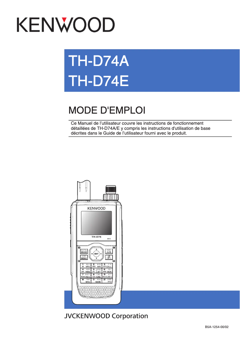Page n°1 - Manuel utilisateur Kenwood TH-D74A