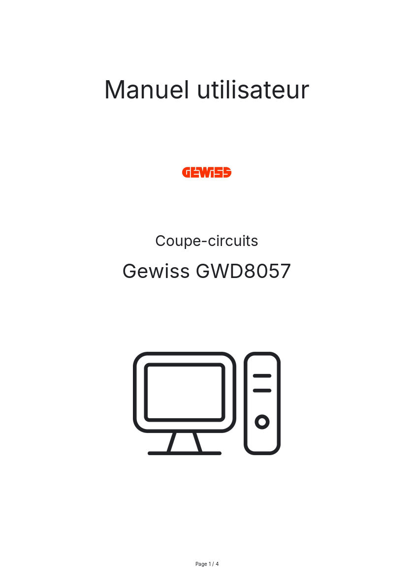 Page n°1 - Manuel utilisateur Gewiss GWD8057