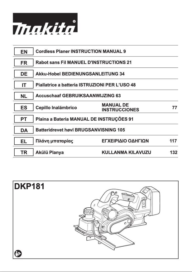 Page n°1 - Manuel utilisateur Makita DKP181ZJ