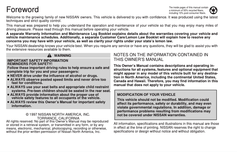 Image de la première page du manuel de l'appareil Quest (1998)