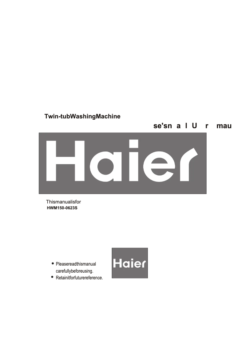 Page 1 de la notice Manuel utilisateur Haier HWM150-0623S