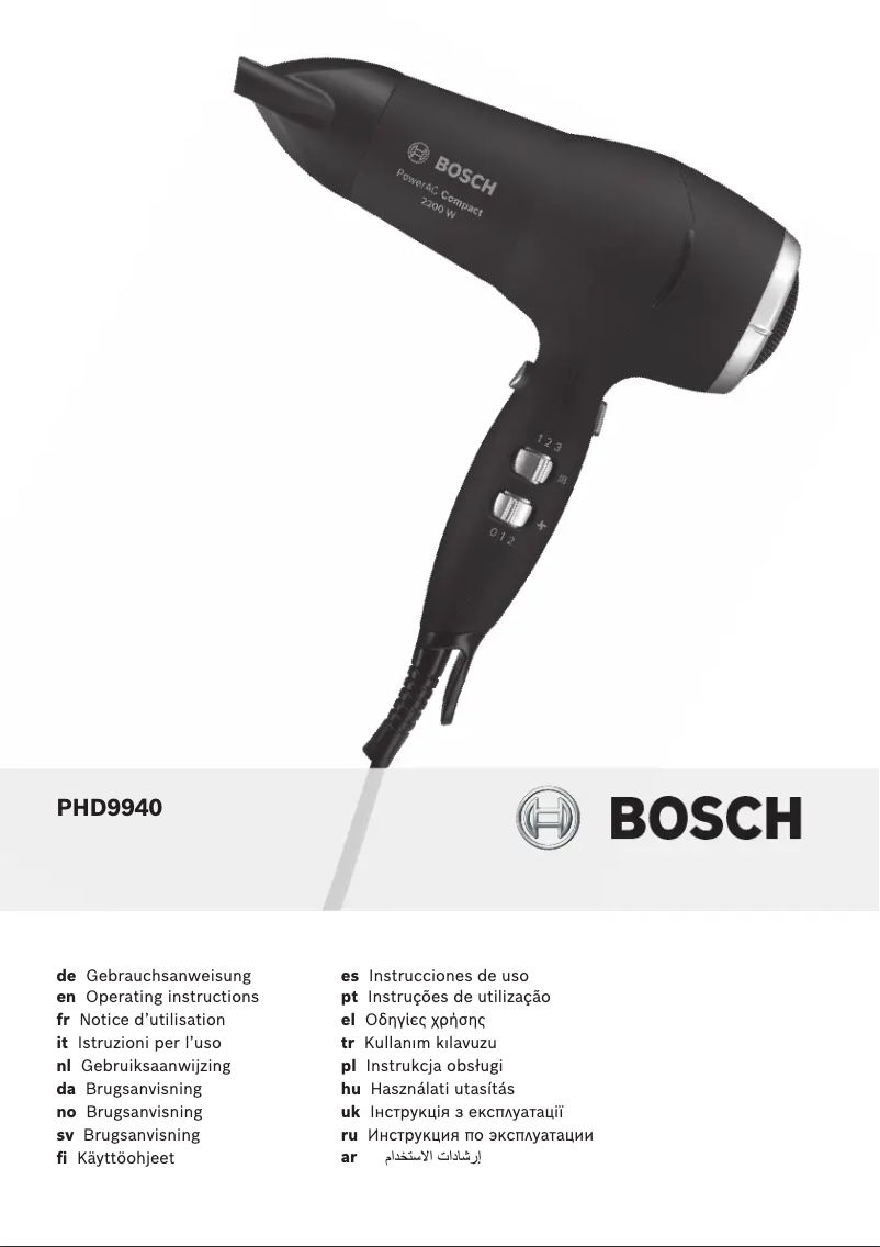 Página 1 del manual Manual de usuario Bosch ProSalon PowerAC Compact PHD9940