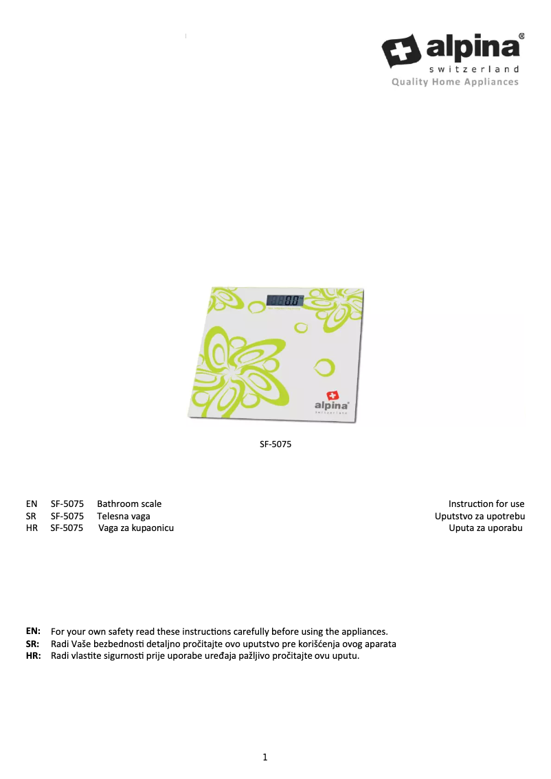 Page n°1 - Manuel utilisateur Alpina SF-5075