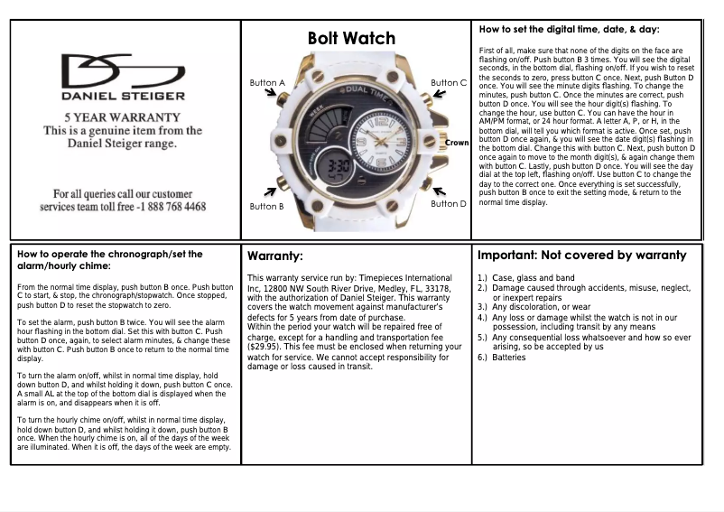 Image de la première page du manuel de l'appareil Bolt