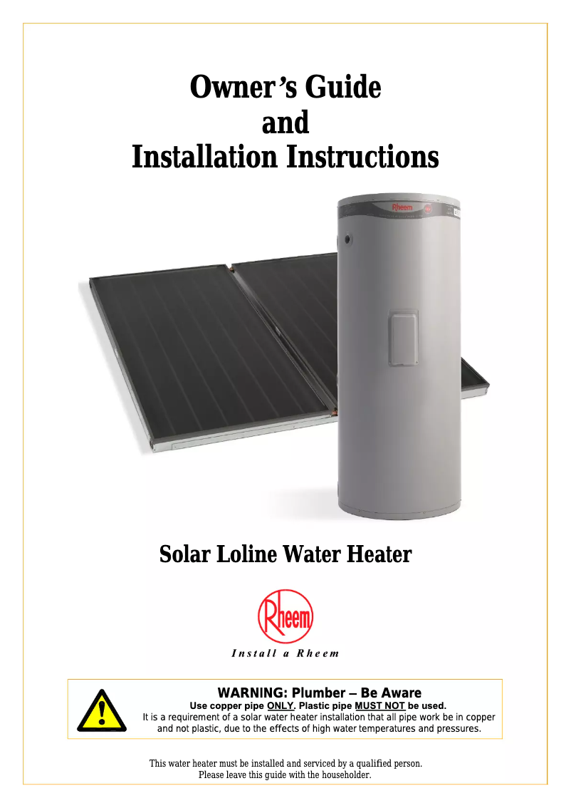 Page 1 de la notice Manuel utilisateur Rheem 511270