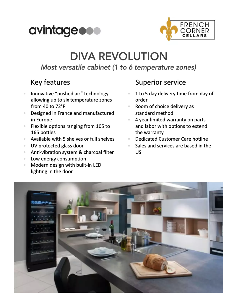 Page 1 de la notice Manuel utilisateur Avintage DIVAREVO195F