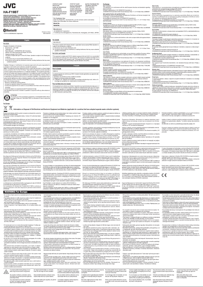 Image de la première page du manuel de l'appareil HA-F19BT-RB