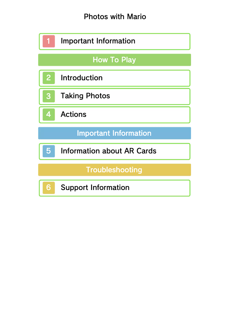 Image de la première page du manuel de l'appareil Photos with Mario (3DS)