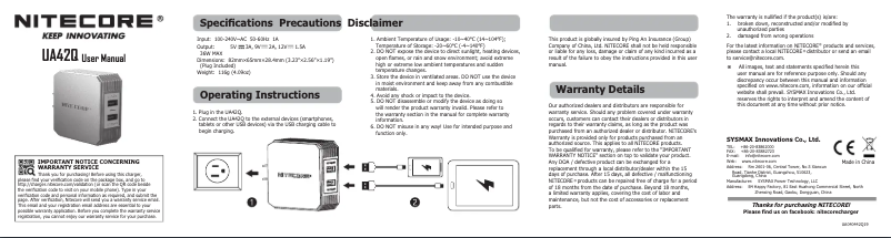 Page n°1 - Manuel utilisateur Nitecore UA42Q