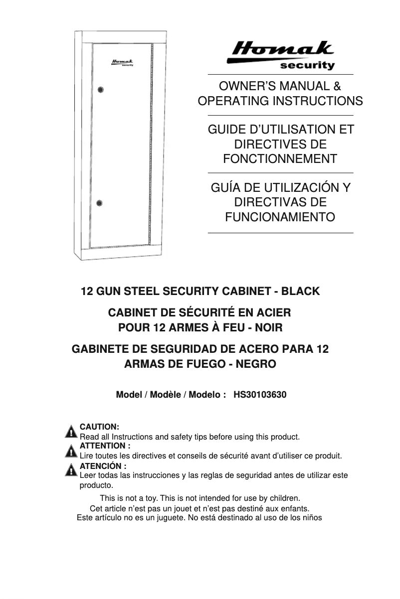 Page n°1 - Manuel utilisateur Homak Security HS30103630