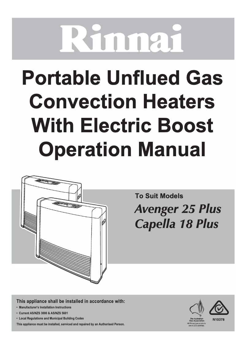 Page n°1 - Manuel utilisateur Rinnai Avenger 25 Plus