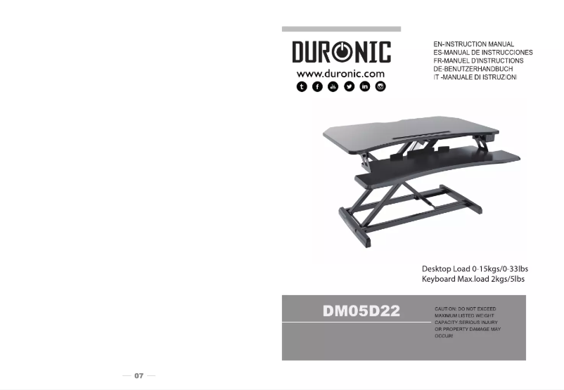 Page n°1 - Manuel utilisateur Duronic DM05D22