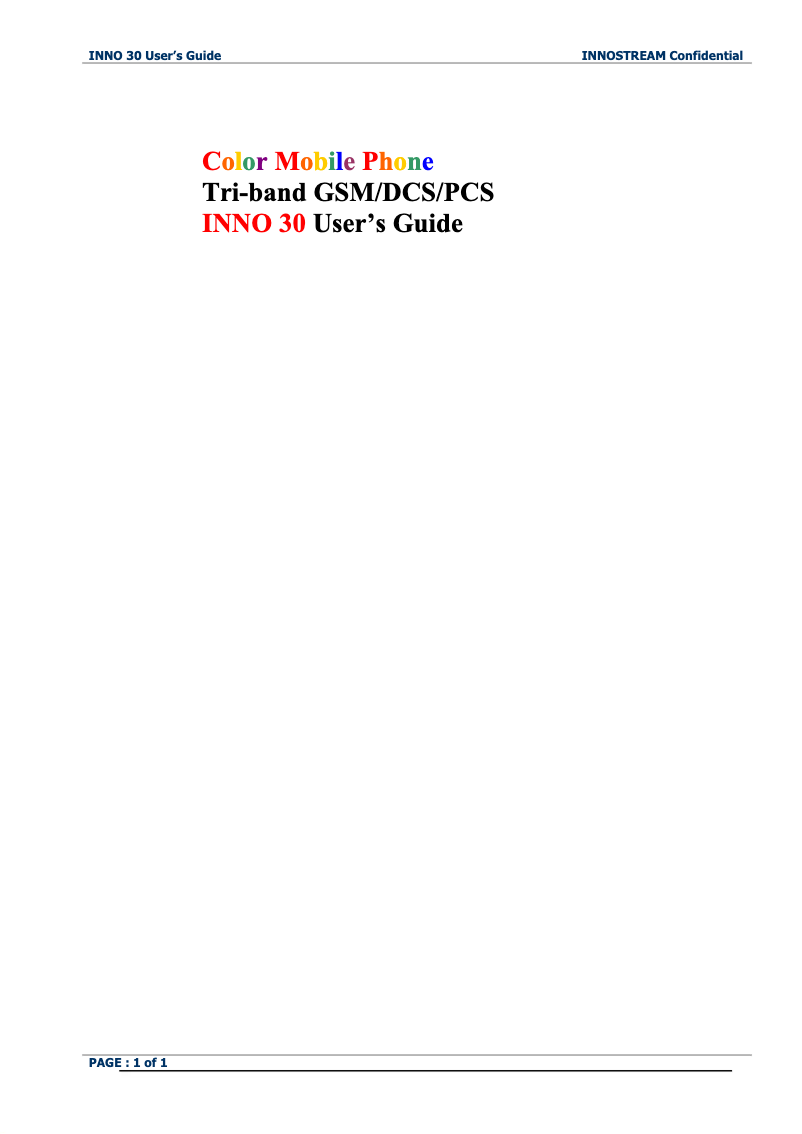 Image de la première page du manuel de l'appareil INNO 30