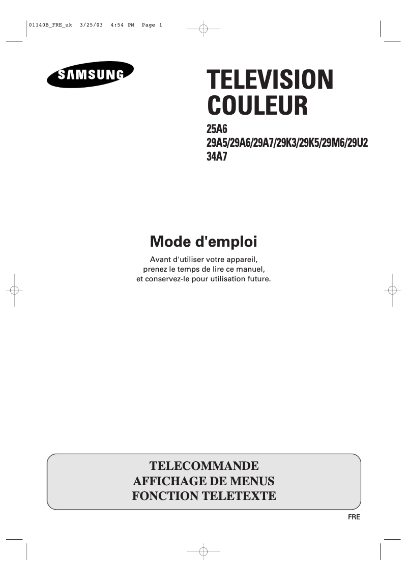 Page 1 de la notice Manuel utilisateur Samsung CS-20V10MJ