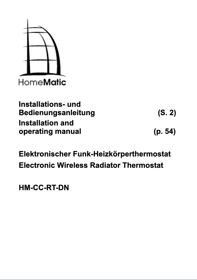 Page n°1 - Manuel utilisateur eQ-3 HM-CC-RT-DN
