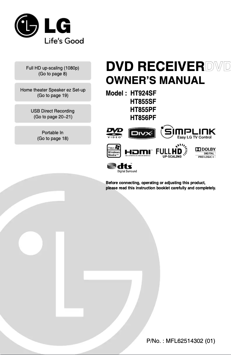 Image de la première page du manuel de l'appareil HT856PF