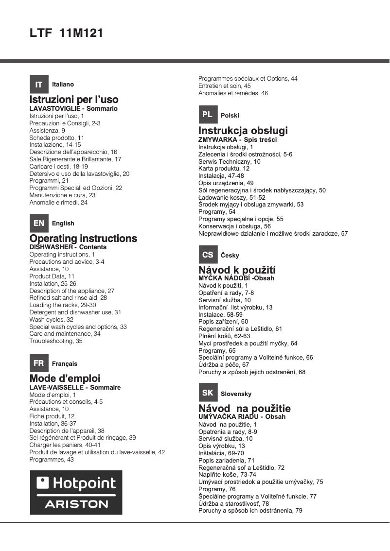 Page n°1 - Manuel utilisateur Hotpoint Ariston LTF 11M121 OL EU
