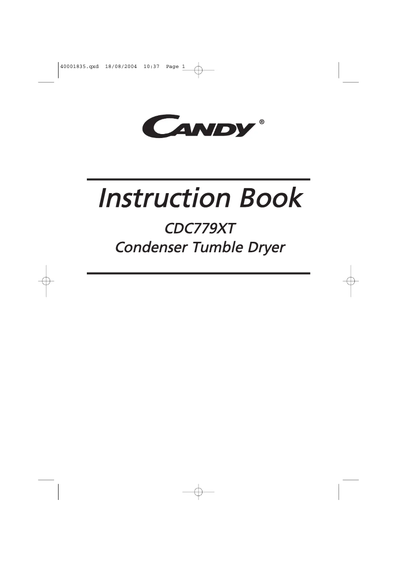 Page 1 de la notice Manuel utilisateur Candy ABCDC779XT88