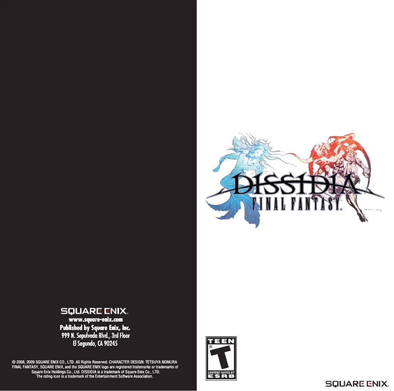 Image de la première page du manuel de l'appareil Final Fantasy - Dissidia (PSP)