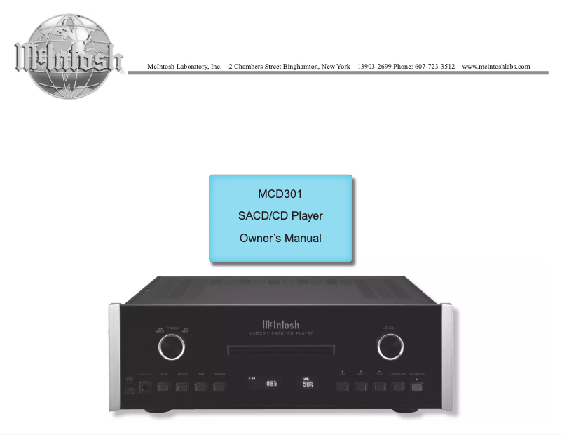 Page 1 de la notice Manuel utilisateur McIntosh MCD301