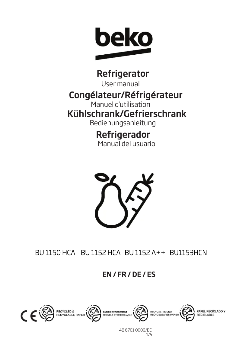 Image de la première page du manuel de l'appareil BU1152HCA