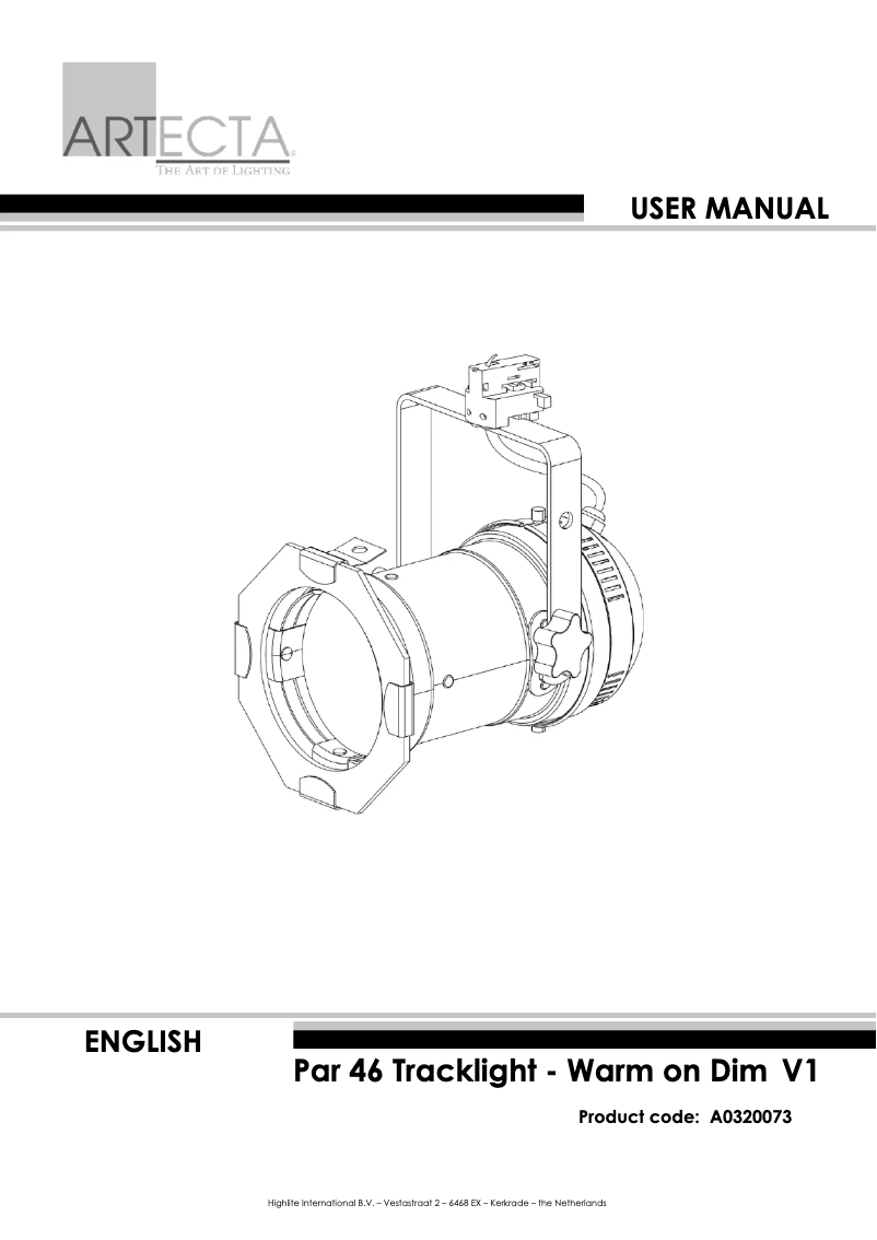 Page n°1 - Manuel utilisateur Artecta PAR 46 Track Light Warm-On-Dim