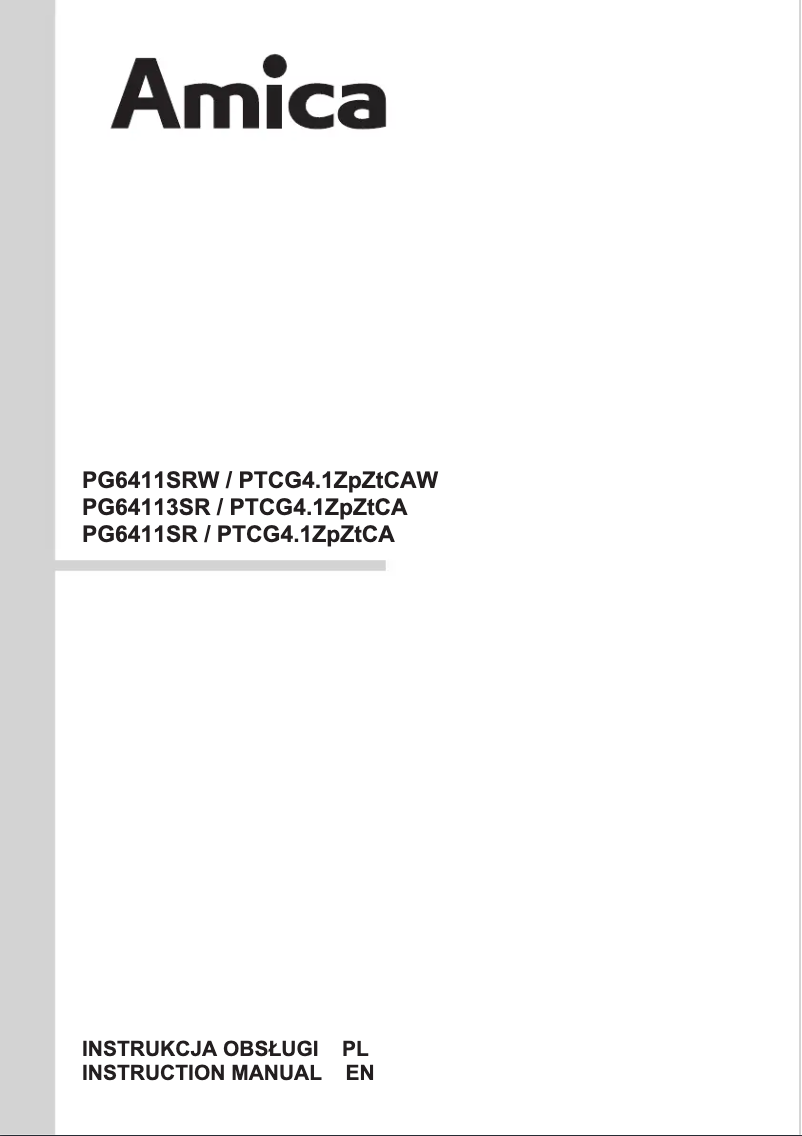 Page n°1 - Manuel utilisateur Amica PG6411SRW