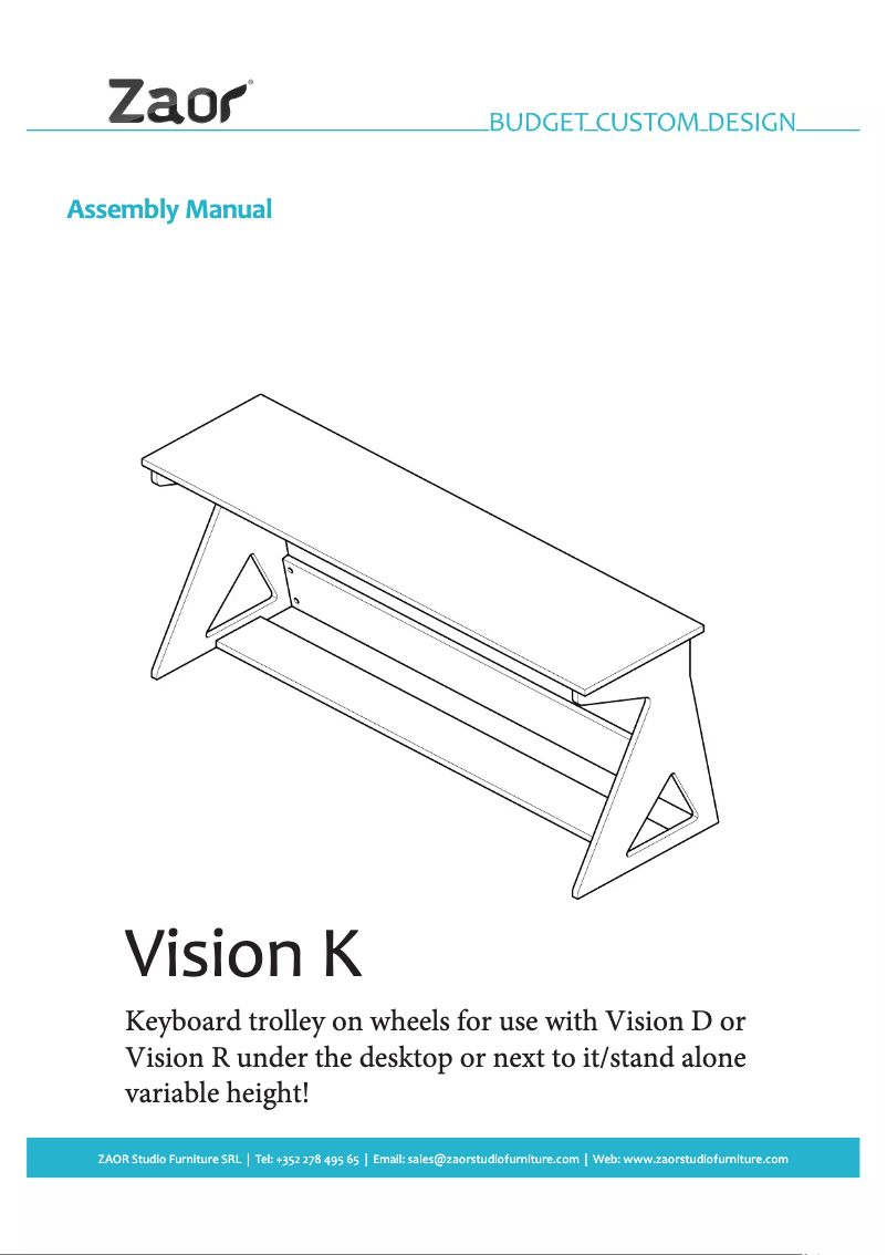 Page 1 de la notice Manuel utilisateur Zaor Vision K