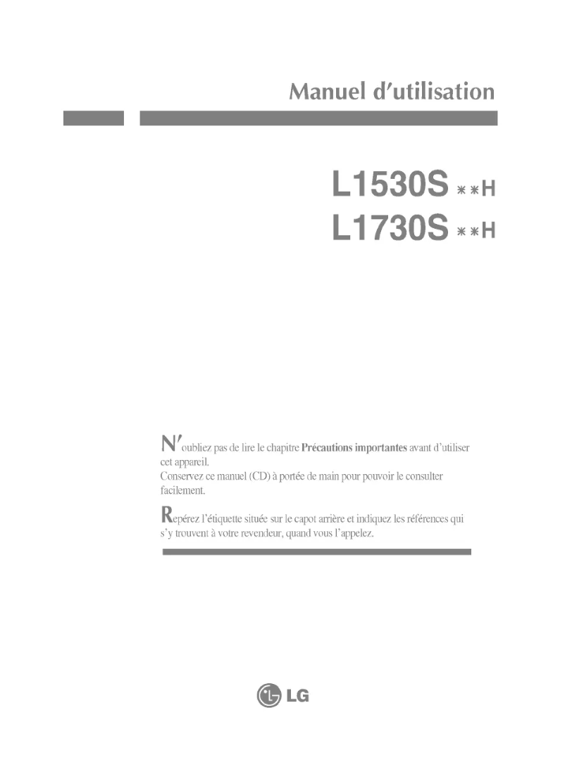Page 1 de la notice Manuel utilisateur LG L1730SSNH