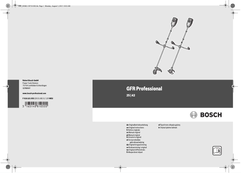 Page n°1 - Manuel utilisateur Bosch GFR 25