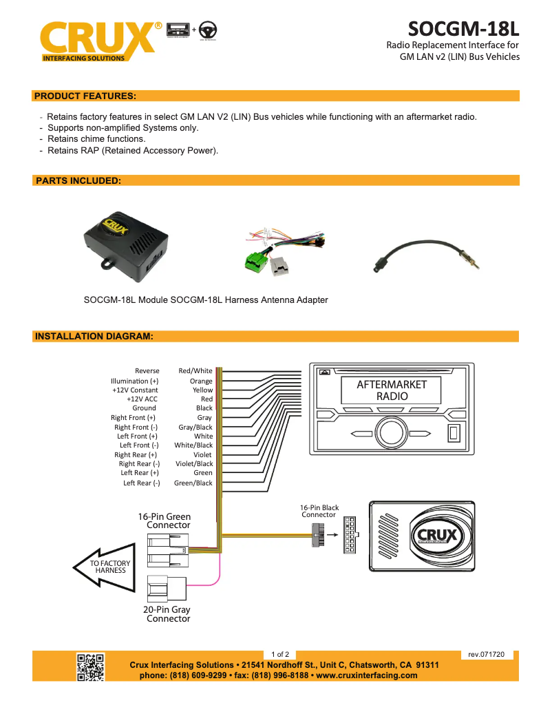 Page n°1 - Manuel utilisateur CRUX SOCGM-18L