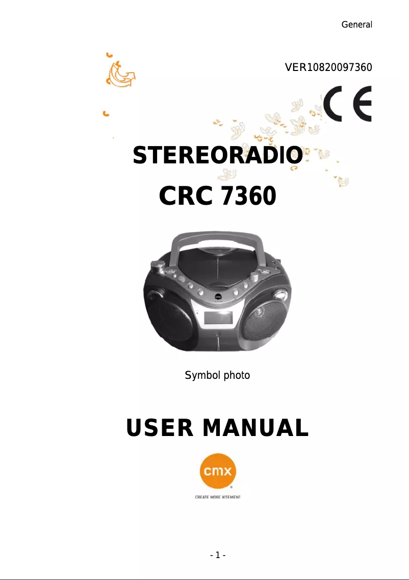 Page n°1 - Manuel utilisateur CMX CRC 7360