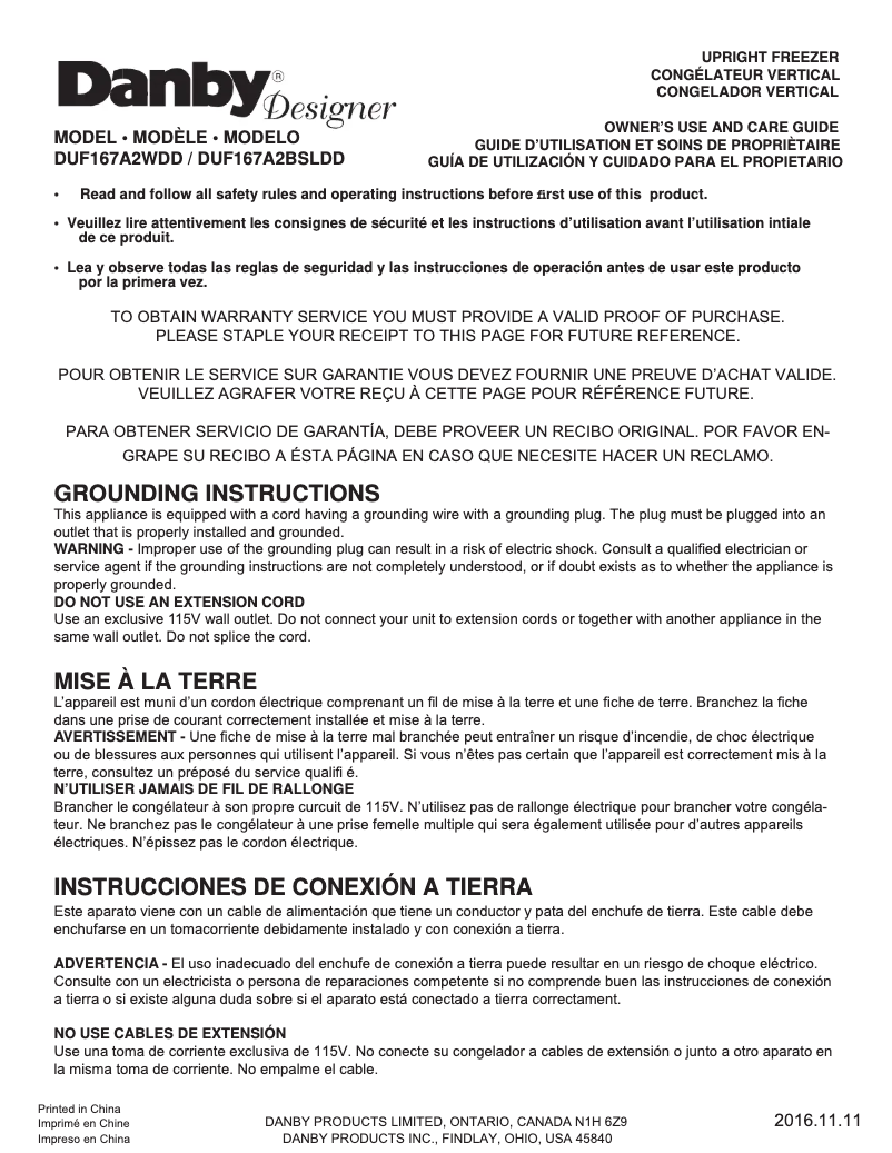 Image de la première page du manuel de l'appareil DUF167A2WDD