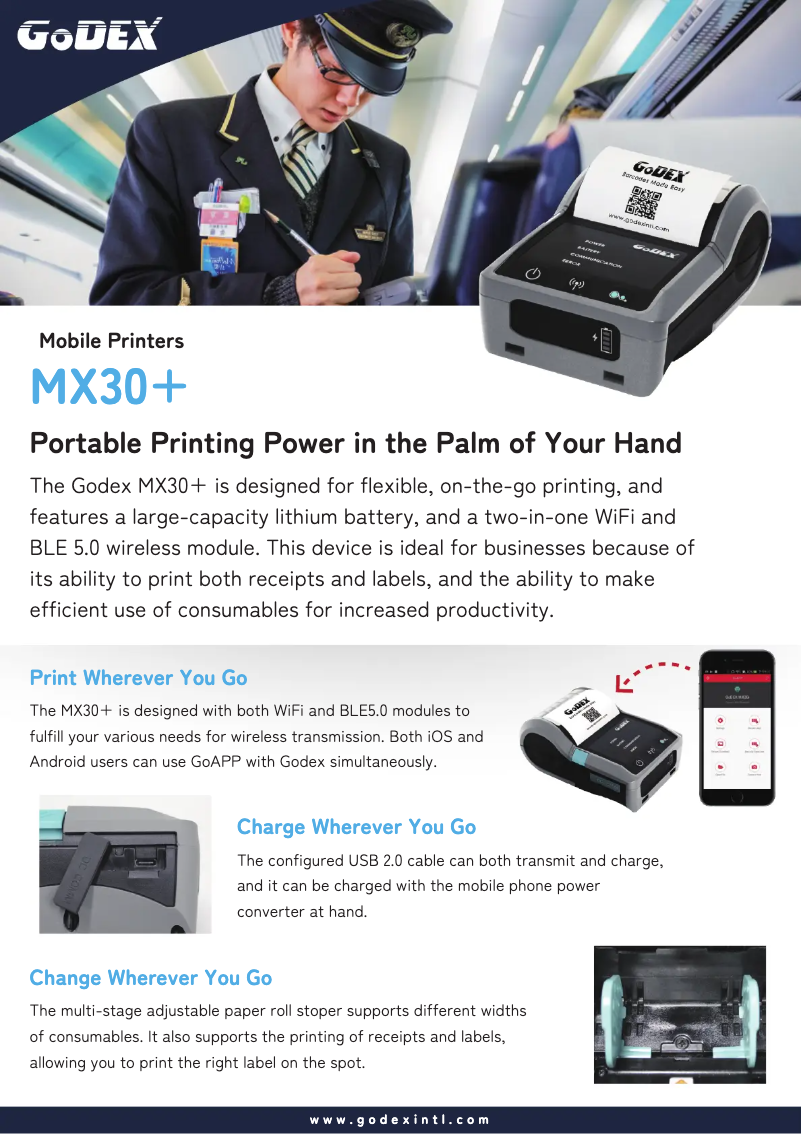 Page 1 of the manual Brochure Godex MX30