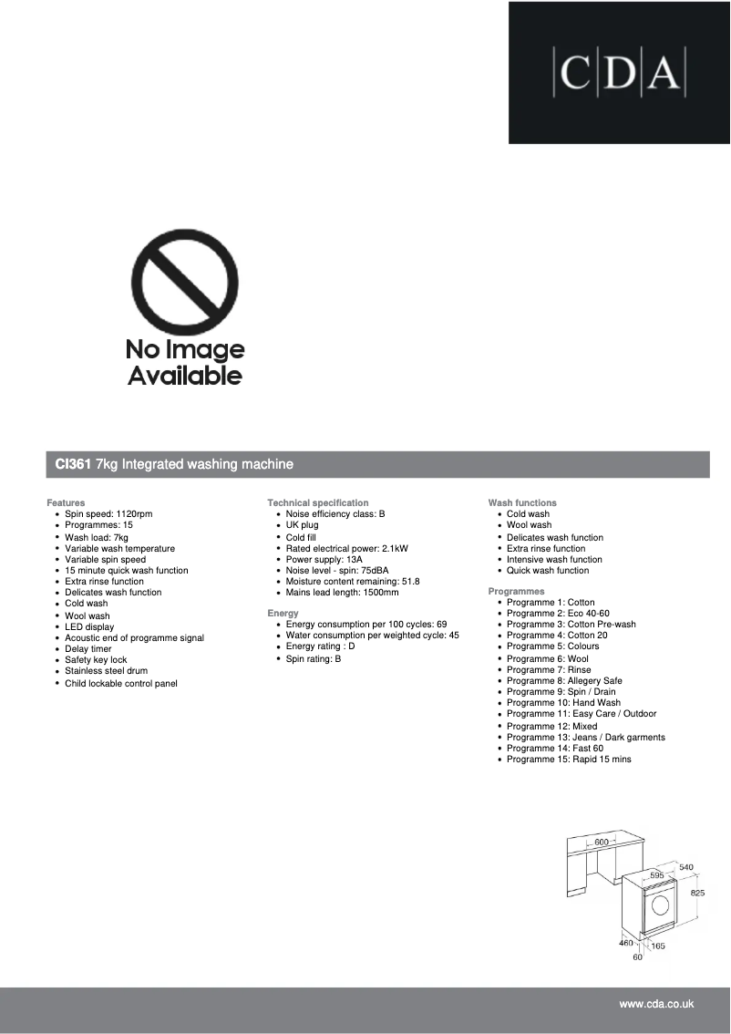 Page n°1 - Fiche technique CDA CI361