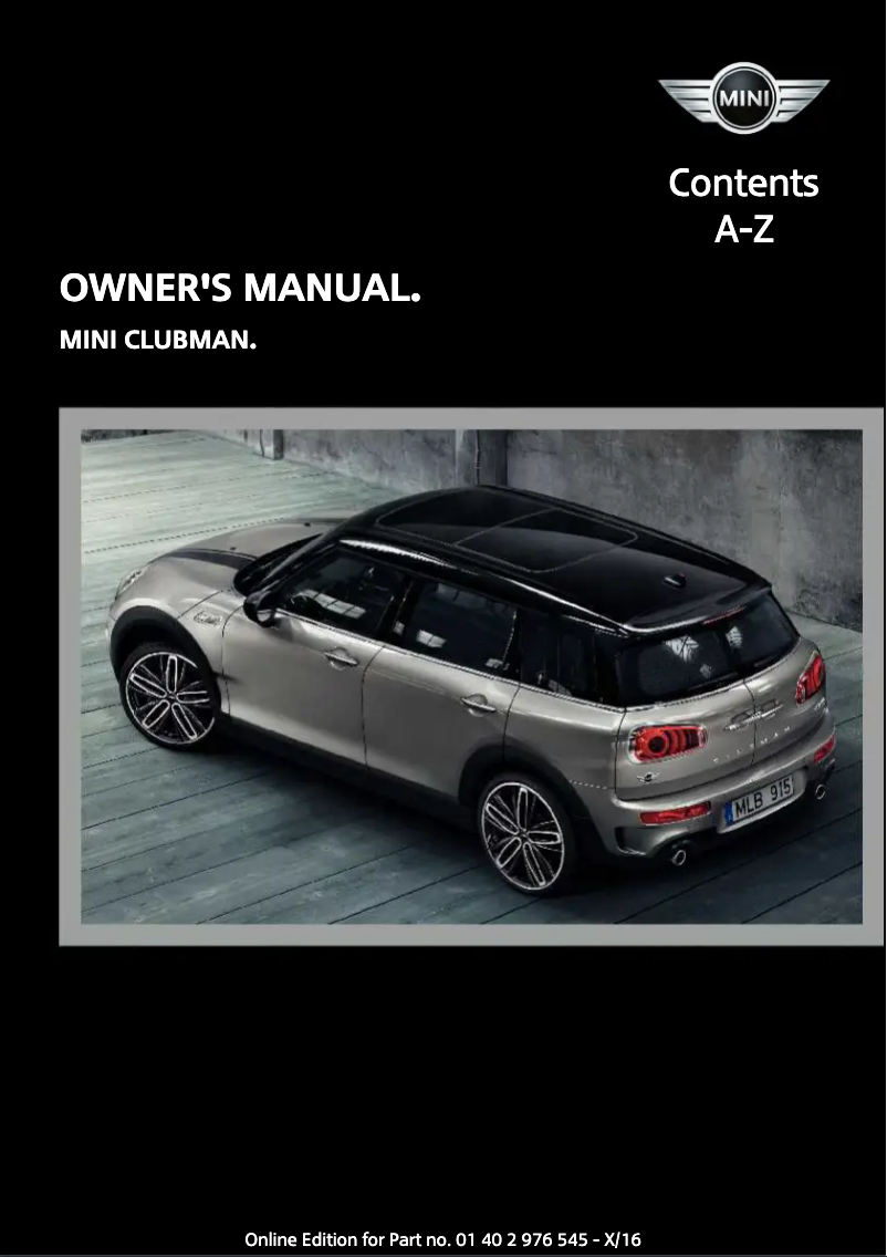 Page 1 de la notice Manuel utilisateur Mini Clubman (2017)