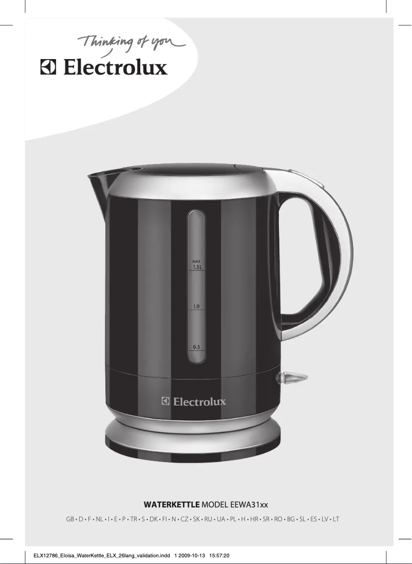 Page n°1 - Manuel utilisateur Electrolux EEWA 3100