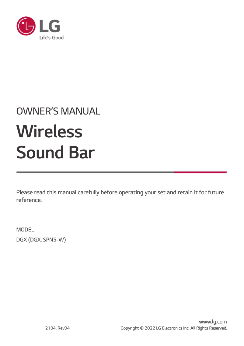 Image de la première page du manuel de l'appareil DGX