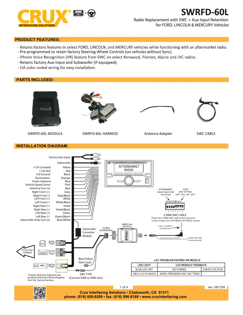 Page n°1 - Manuel utilisateur CRUX SWRFD-60L