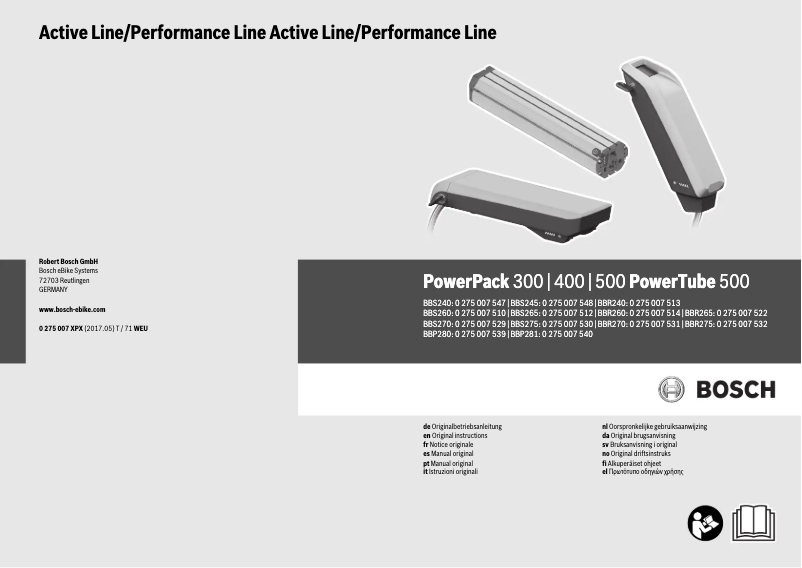 Page n°1 - Manuel utilisateur Bosch PowerTube 500
