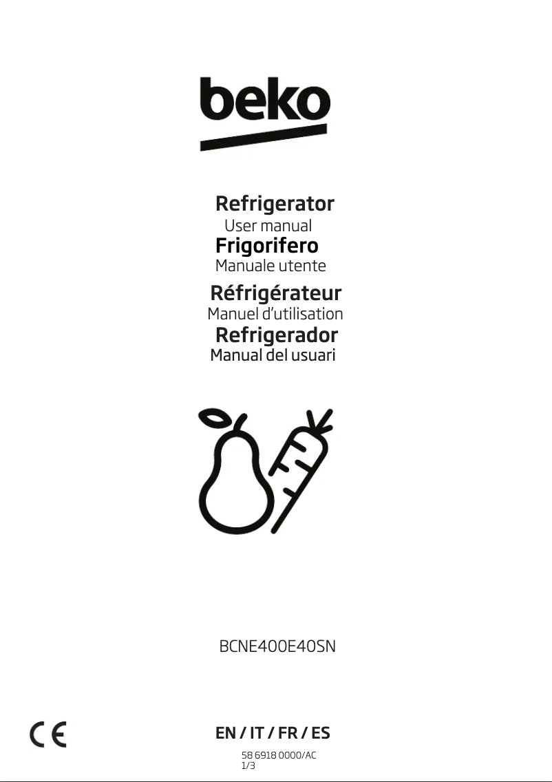 Page 1 de la notice Manuel utilisateur Beko BCNE400E40SN LH