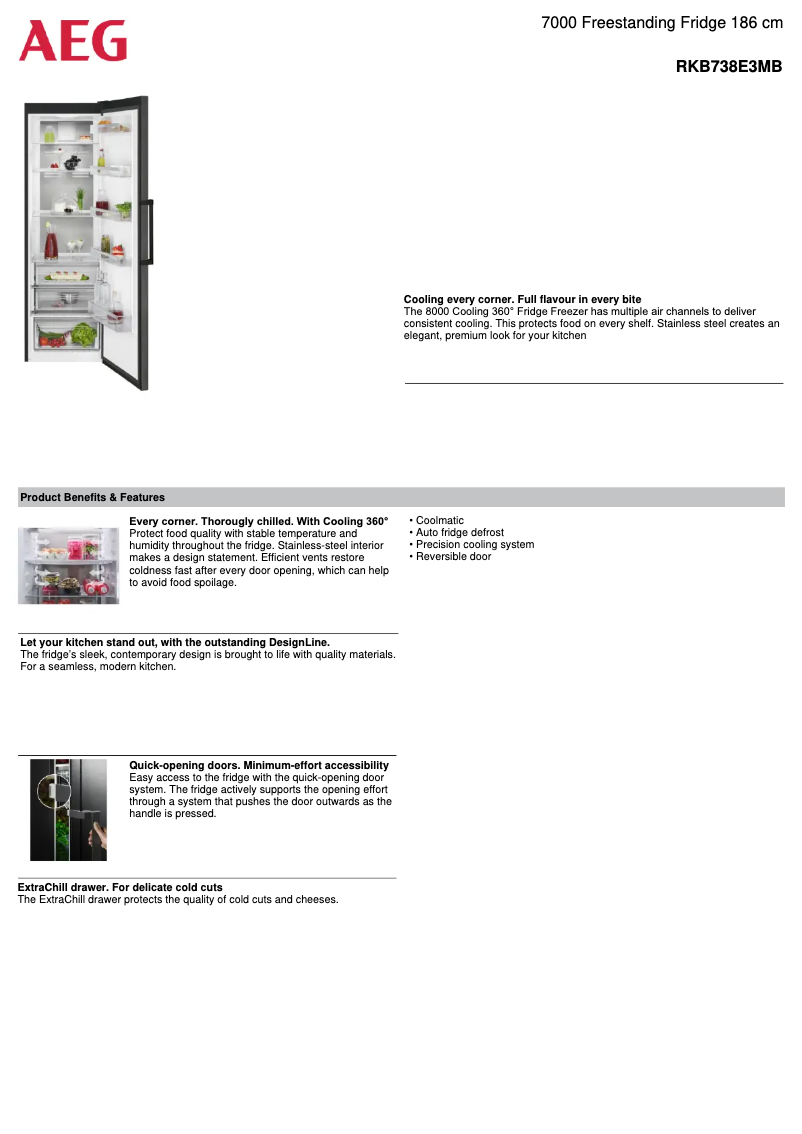 Page 1 de la notice Fiche technique AEG RKB738E3MB