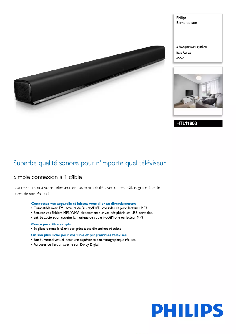 Image de la première page du manuel de l'appareil HTL1180B