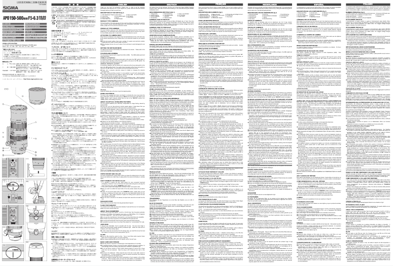 Page 1 de la notice Manuel utilisateur Sigma 150-500mm f5-6.3 APO DG OS HSM