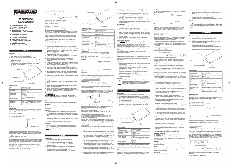 Page n°1 - Manuel utilisateur Konig KN-PBANK3000