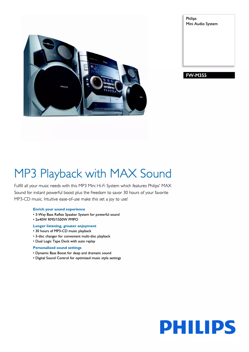 Page 1 of the manual Brochure Philips FW-M355