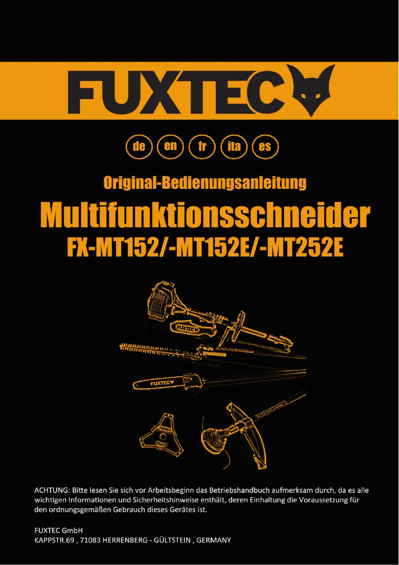 Page 1 de la notice Manuel utilisateur Fuxtec FX-MT152