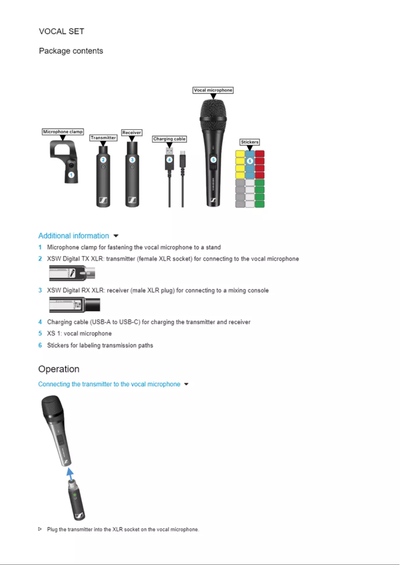 Page 1 de la notice Manuel utilisateur Sennheiser XSW-D Vocal Set