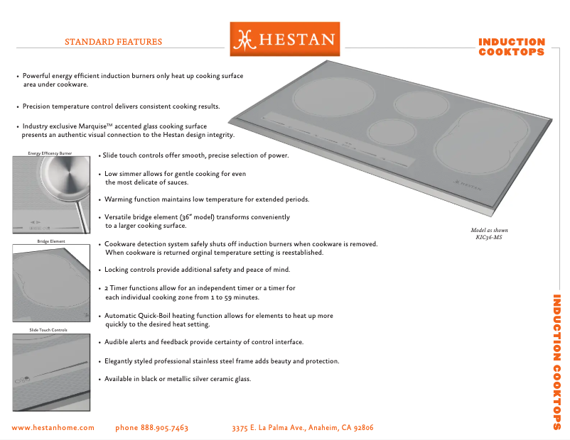 Page 1 de la notice Fiche technique Hestan KIC30-BK